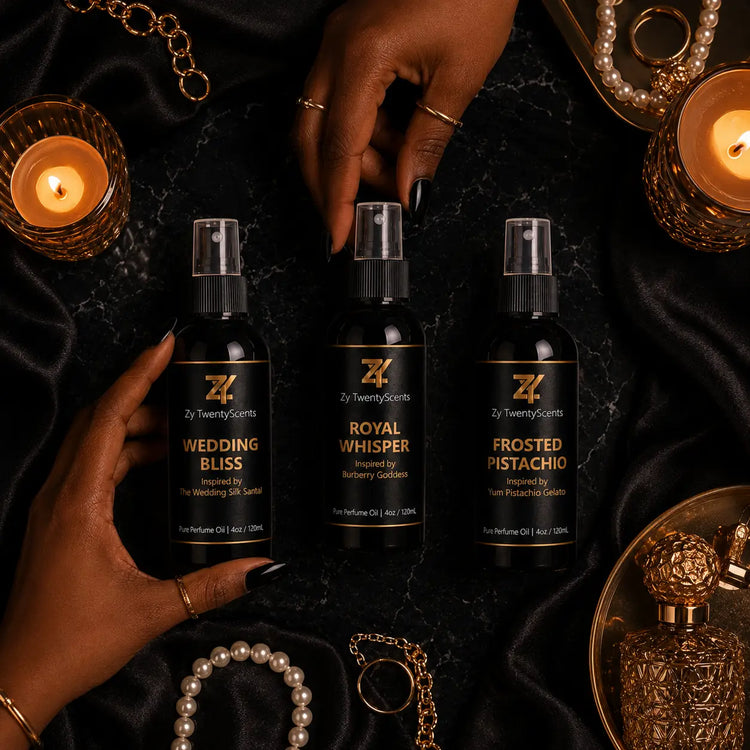 2 hands touching 2 of 3 product bottles